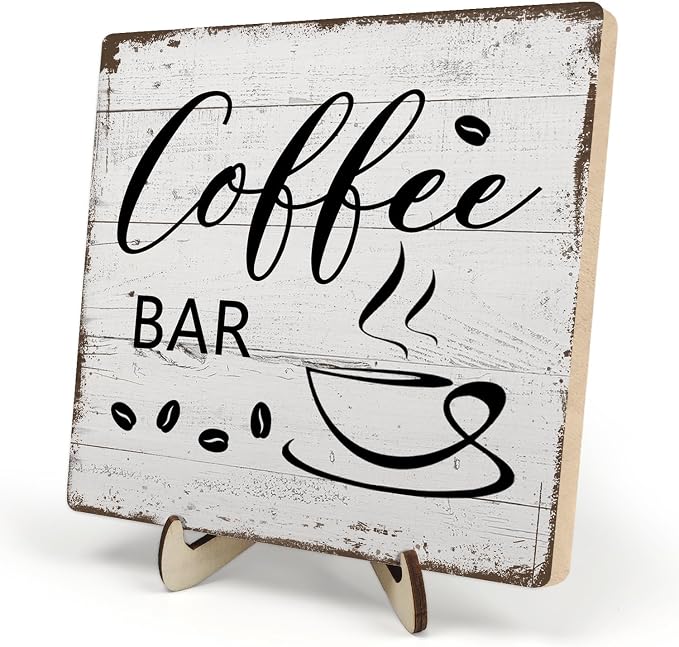Coffee Bar Decor Sign – Rustic Wooden Plaque by DMADNF