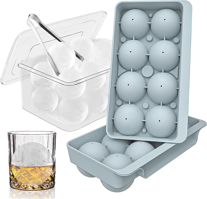 WIBIMEN Large Ice Cube Molds, Big Round Whiskey Ice Cube Trays by WIBIMEN