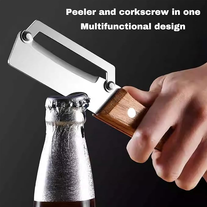 Vegetable Wooden Peeler for Kitchen Tool, Premium 2-in-1 Multifunctional Fruit - Image 3