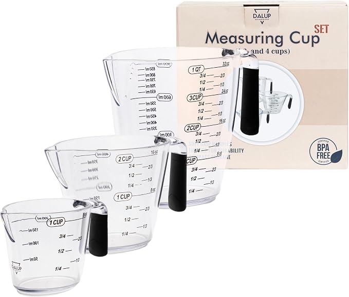 Dalup Measuring Cup Set – Clear Plastic Liquid Measuring Cups - Image 7