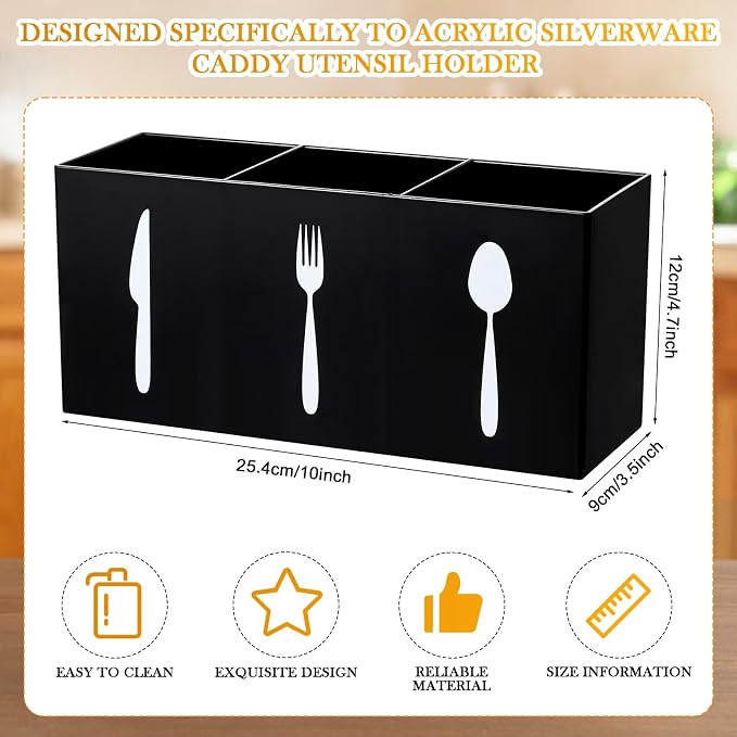Suzile Acrylic Cutlery Storage Organizer Bin Silverware Caddy Countertop Knife - Image 2