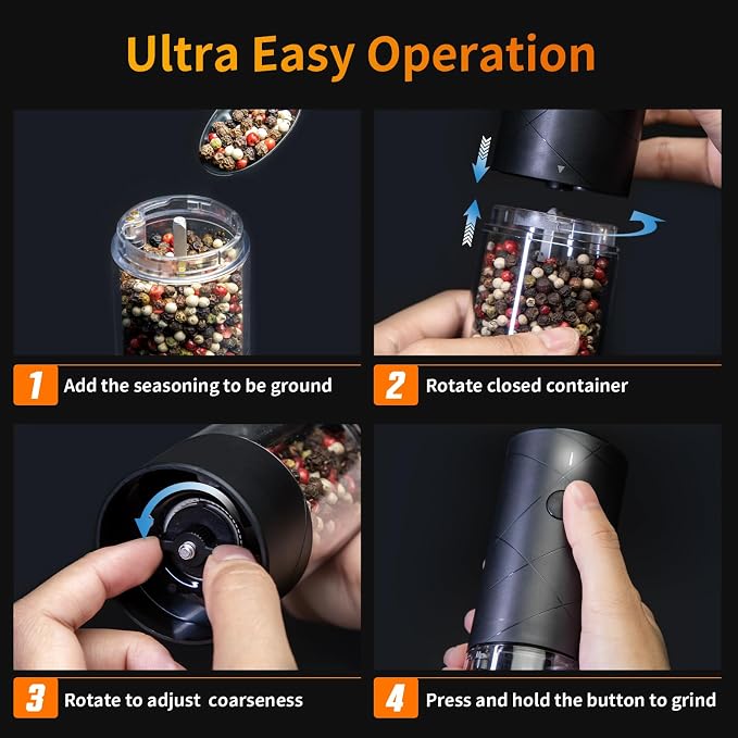 1Pc Electric Salt and Pepper Grinder USB Rechargeable - Image 7
