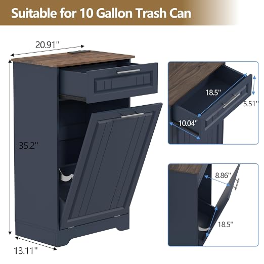 Single 10 Gallon Tilt Out Trash Can Cabinet - Image 6