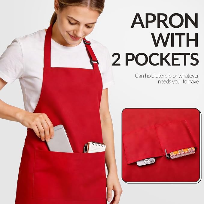 Large Chef Apron for Men and Women, Cooking Kitchen Aprons - Image 4