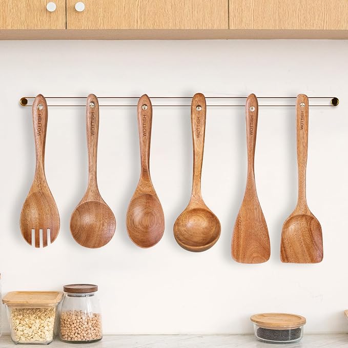 Wooden Spoons - Wooden Spoons for Cooking, Natural Wooden Kitchen Utensils Set - Image 8