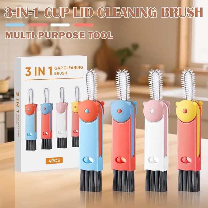 3 in 1 Cup Lid Cleaning Brush, Insulated Cups and Tumblers, Deep Cleaning Tool - Image 2