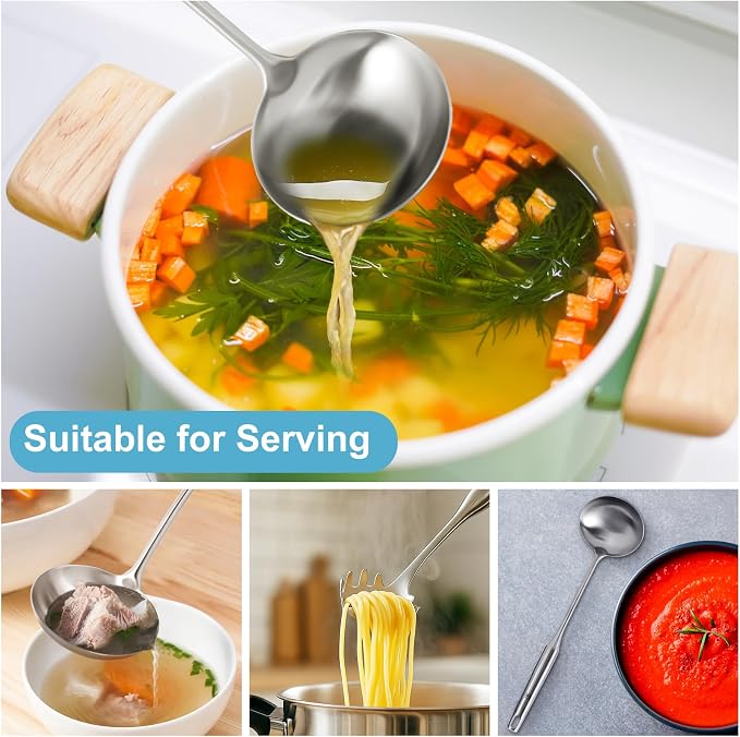 Stainless Steel Soup Ladle and Spaghetti Spoon Set - Image 8