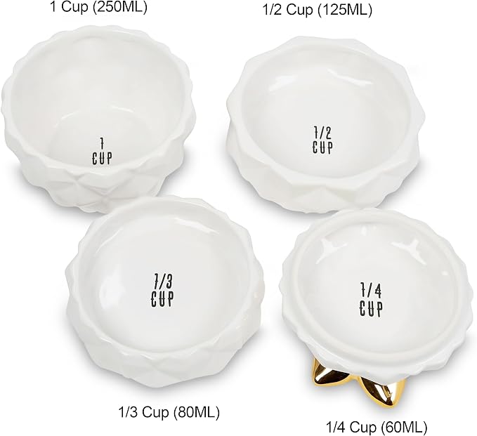 Set of 4 Decorative Pineapple Shaped Stackable Ceramic Kitchen Measuring Cups - Image 5