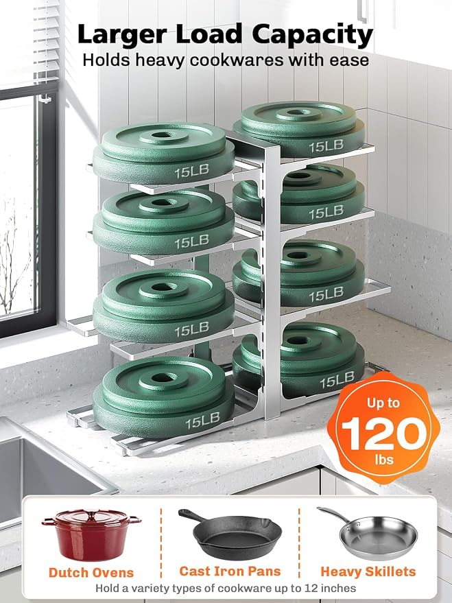 MUDEELA 8-Tier Pots and Pans Organizer under Cabinet, 15.83" Height Heavy Duty - Image 4