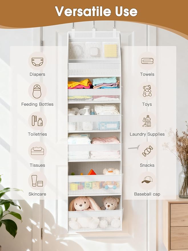 Criusia Over the Door Organizer, Heavy-Duty 6-Shelf Hanging Storage - Image 8