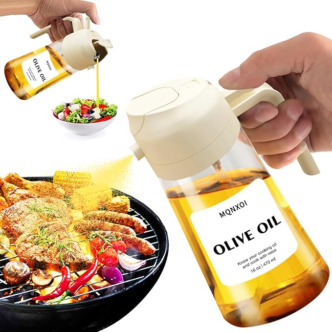 2 in 1 Glass Oil Sprayer & Dispenser, 16oz/470ml Olive Cooking, Air Fryer by Unknown