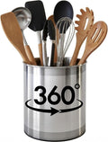Cooler Kitchen Rotating Extra Large Stainless Steel Utensil Holder Caddy by CoolerKitchen