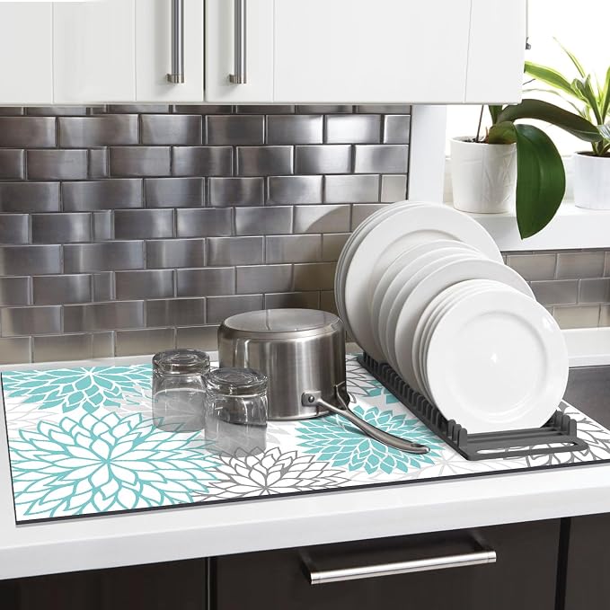 Findosom 2PCS 16" x 24" Dish Drying Mat & 24" x 5.5" Sink Splash Guard - Image 6