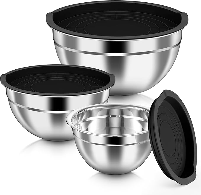 HaWare Mixing Bowls with Airtight Lids, 6-Piece Stainless Steel Salad Bowls by HaWare