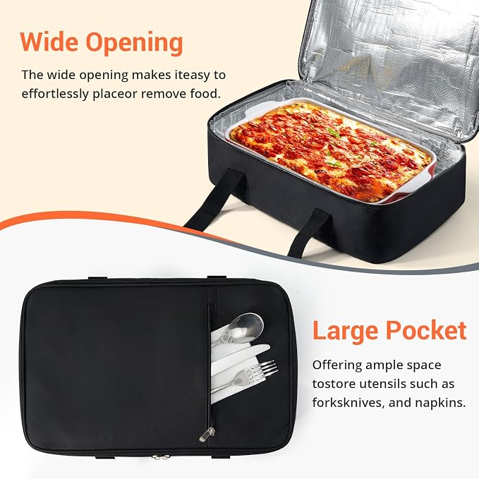 Insulated Casserole Carrier for Hot or Cold Food, Pie Carrier Bag Lunch Bag - Image 3