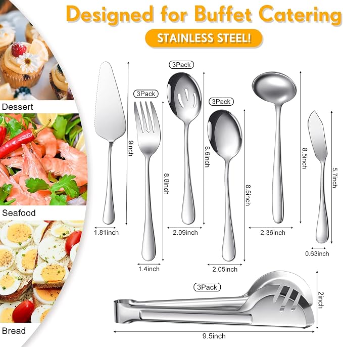 Patelai Serving Utensils Set Include Stainless Steel Large Spoons Slotted - Image 2