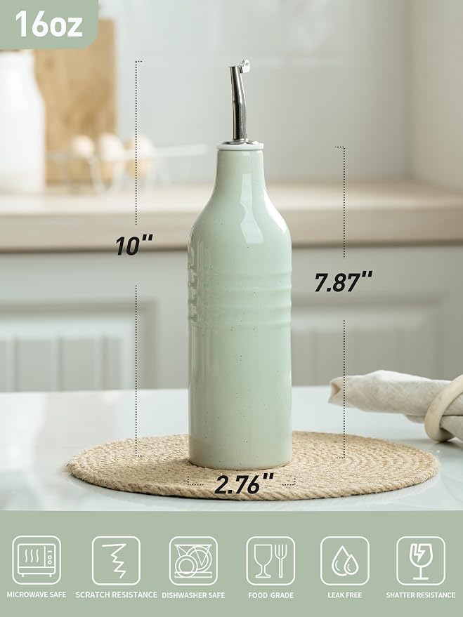 famiware Jupiter 16oz Ceramic Olive Oil Dispenser Bottle, 1 Piece Oil Dispenser - Image 4
