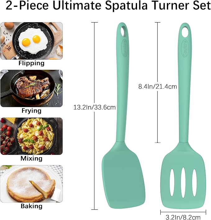 Coukre 2 Pack Silicone Spatula Set, High Heat Resistant, BPA Free Kitchen - Image 6