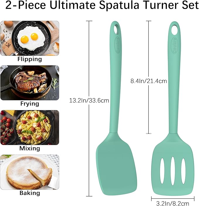 Coukre 2 Pack Silicone Spatula Set, High Heat Resistant, BPA Free Kitchen - Image 2
