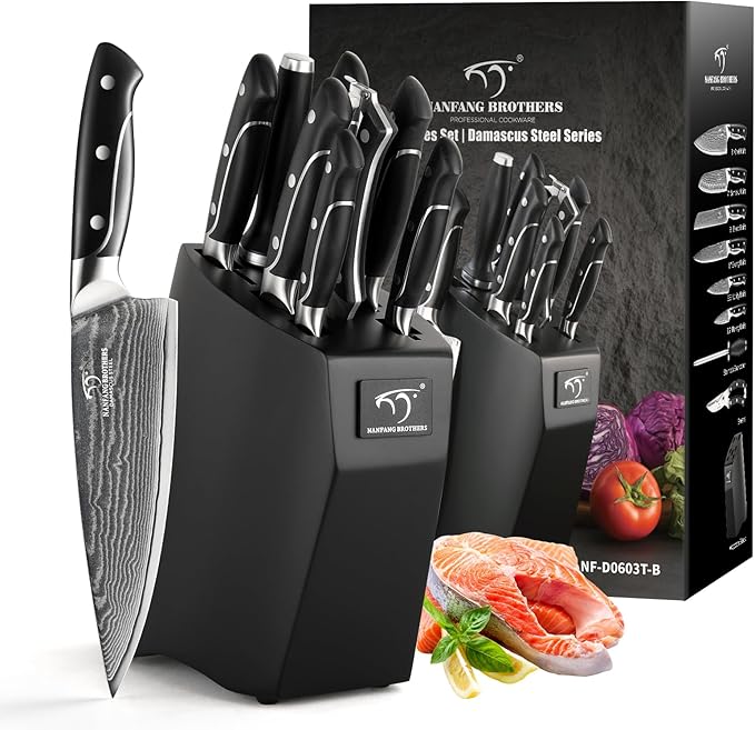 Damascus Kitchen Knife Sets, 9 Pieces Kitchen Knives Set - Image 4
