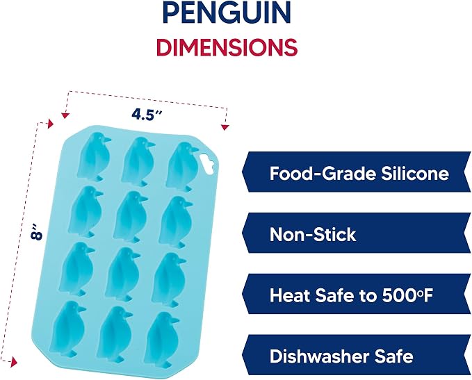 HIC Kitchen Silicone Penguin Ice Tray, Each Tray Makes 12 Penguins - Image 6