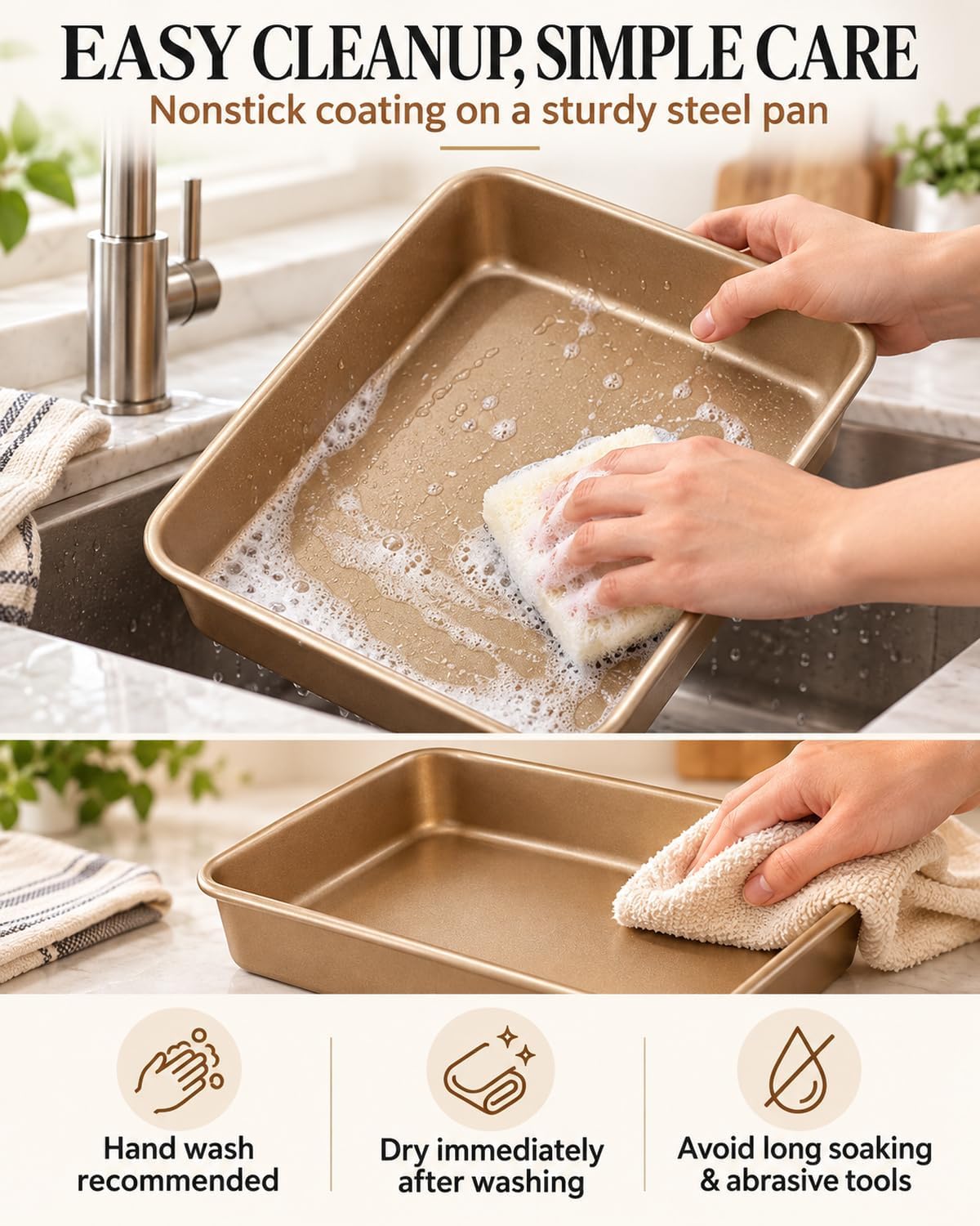 2 Pack Baking Sheet Pans, Deep Size Baking Pan Nonstick Cookie Sheet