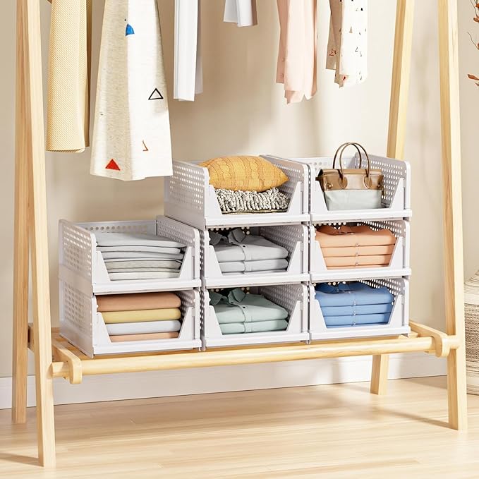 8 Pack Stackable Closet Storage Basket - Image 6