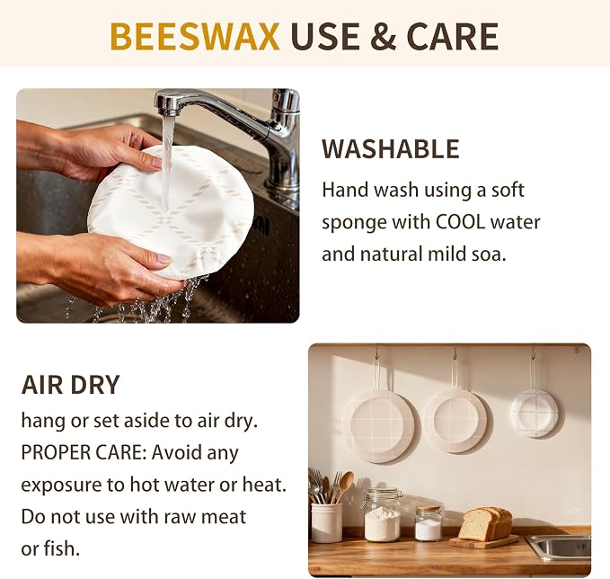 Reusable Bowl Covers for Bread Proofing- 3pc Beeswax Bowl Covers Reusable - Image 8