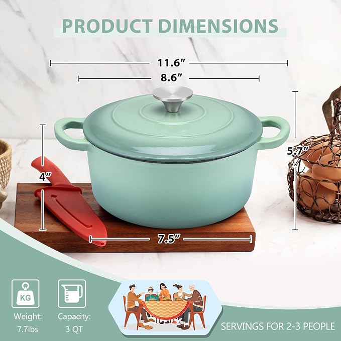 E-far 3 Qt Enameled Cast Iron Dutch Oven - Image 2