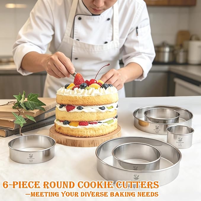 6 PCS Round Cookie Cutters, Stainless Steel Biscuit Cutters - Image 4