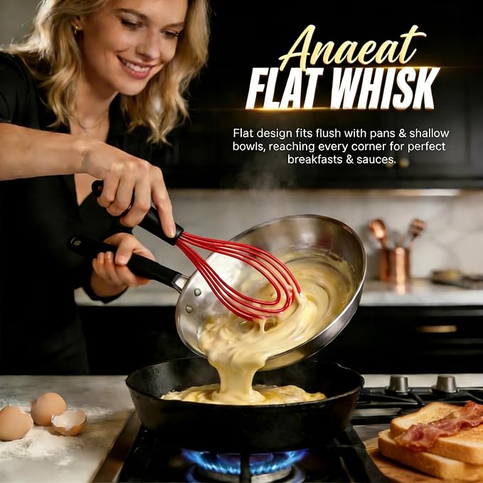 Anaeat Silicone Kitchen Whisk Set of 4, Milk and Egg Beater Blender - Image 4