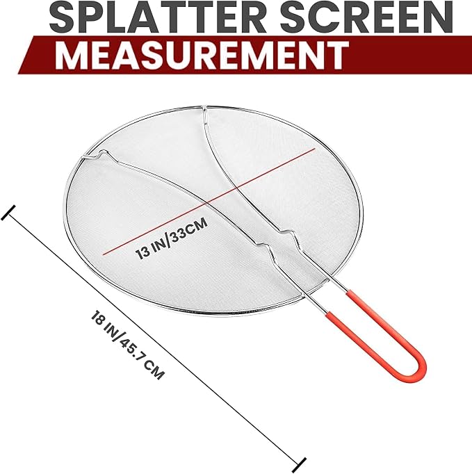 13" Grease Splatter Screen for Cooking | Stainless Steel Oil Splatter Guard and - Image 6