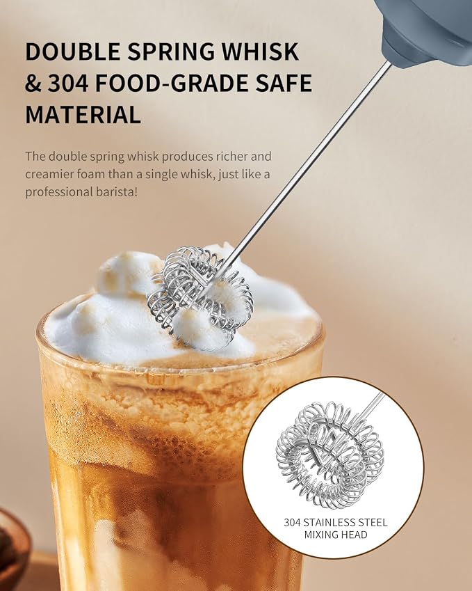 CIRCLE JOY Rechargeable Milk Frother Hanheld, Dual Ring Electric Coffee Frother - Image 2