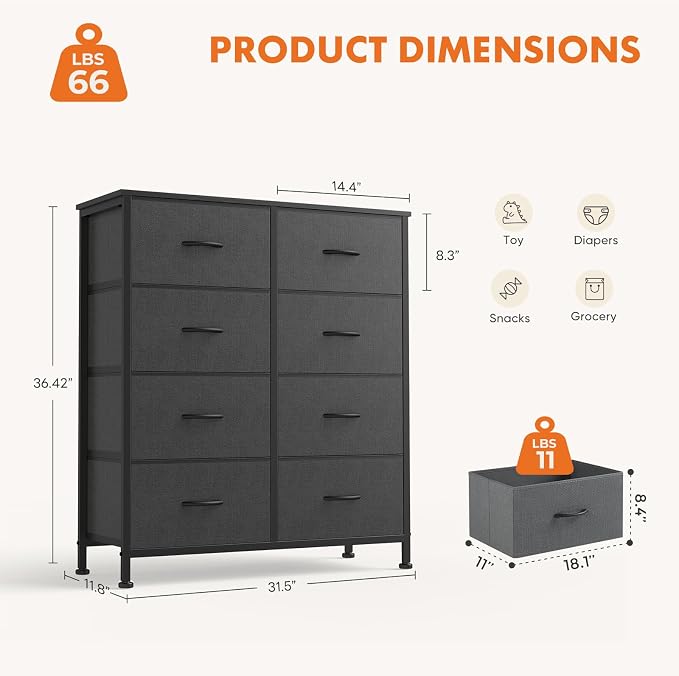 Sweetcrispy Dresser for Bedroom, Fabric Dresser - Image 3