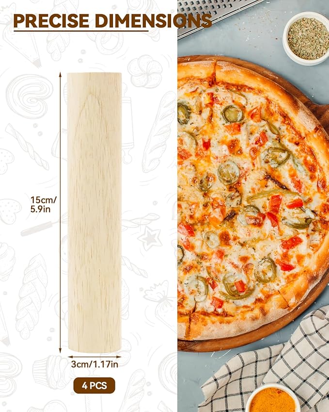 6 Inch Small Wooden Rolling Pin, Wooden Rolling Pin Set - Image 2