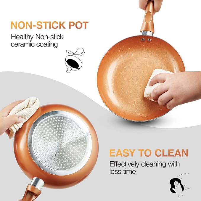 M MELENTA Pots and Pans Set Ultra Nonstick, Pre-Installed 11pcs Cookware Set - Image 5