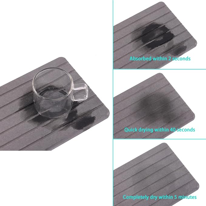 NiuYichee 2 PCS Water Absorbent diatomite Coasters, 9.5" x 5.5" Water Absorbing - Image 3