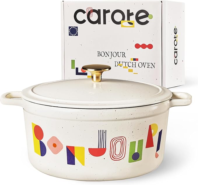 CAROTE 5QT Cast Iron Dutch Oven Pot by CAROTE