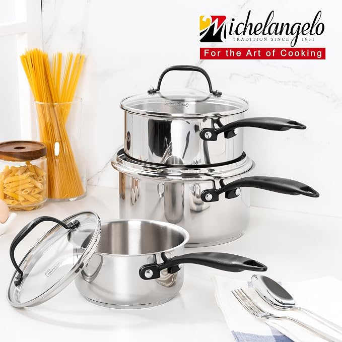 MICHELANGELO Tri-Ply Stainless Steel Saucepan - Image 7