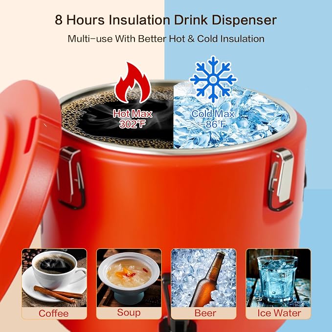 Insulated Beverage Dispenser, 20L/5 Gallon Thermal Hot & Cold Drink Dispenser - Image 2