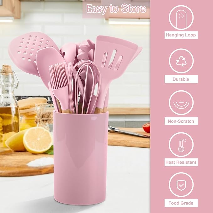 E-far Kitchen Utensils Set of 12, Silicone Cooking Utensils - Image 4