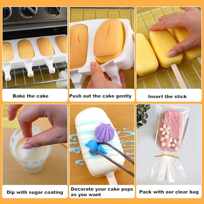 Juome Cake Pop Mold Kit, 8 Cavities Small Cakesicle Molds Silicone - Image 4