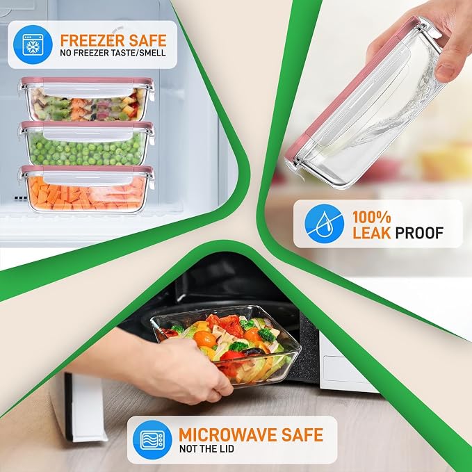 Nutrichef 10-Piece Glass Food Containers - Image 3