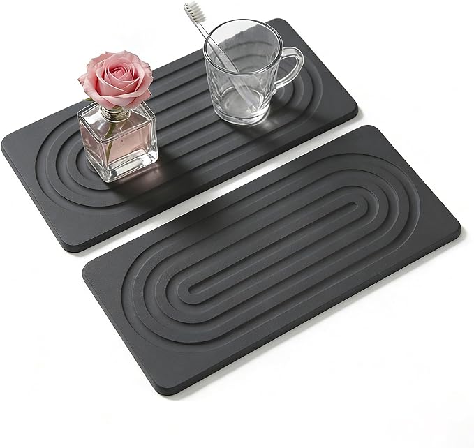 2 PCS Water Absorbing Diatomite Coasters, Stone Drying Mat by Unknown