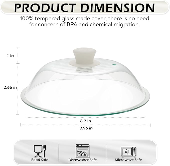 OEC Lighter Weight Tempered Glass Microwave Splatter Cover - Image 2