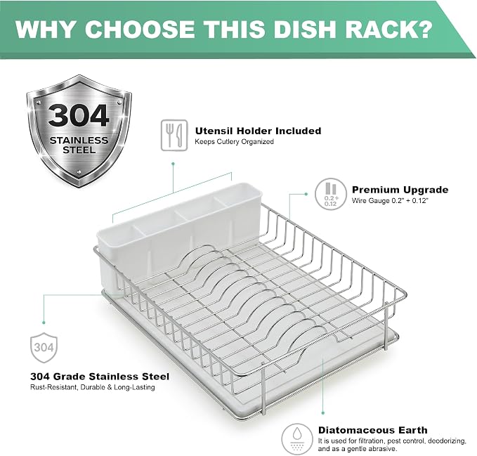 SunnyPoint 304 Stainless Steel Dish Drying Rack - Image 4