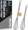 Walfos Mini Whisk, Non-Rust 304 Stainless Steel, 6+8 Inch, Heat Resistant 450 by Walfos