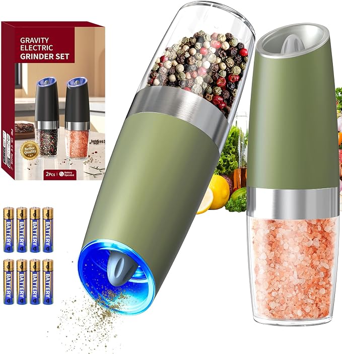CIRCLE JOY Gravity Electric Salt and Pepper Grinder Set Automatic Salt and by CIRCLEJOY