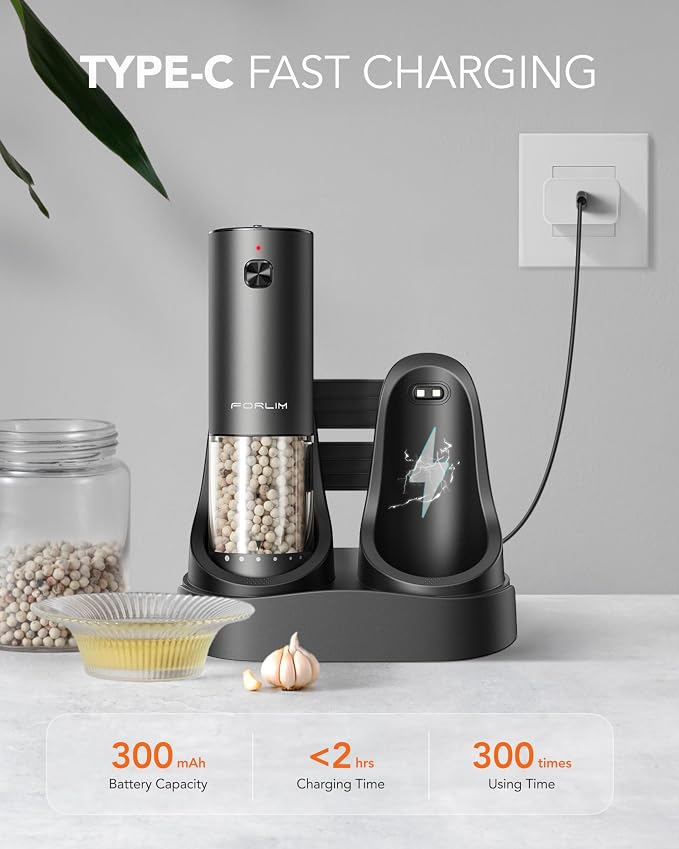 FORLIM 2-Speed ​​Electric Salt And Pepper Grinder Set, External Rotation To - Image 4