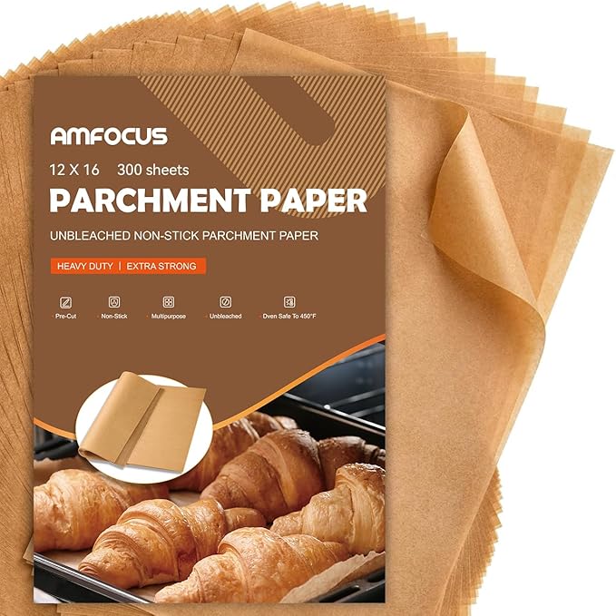 300 PCS Parchment Paper Sheets for Baking -12x16 Inches Precut Parchment Sheets by AMFOCUS
